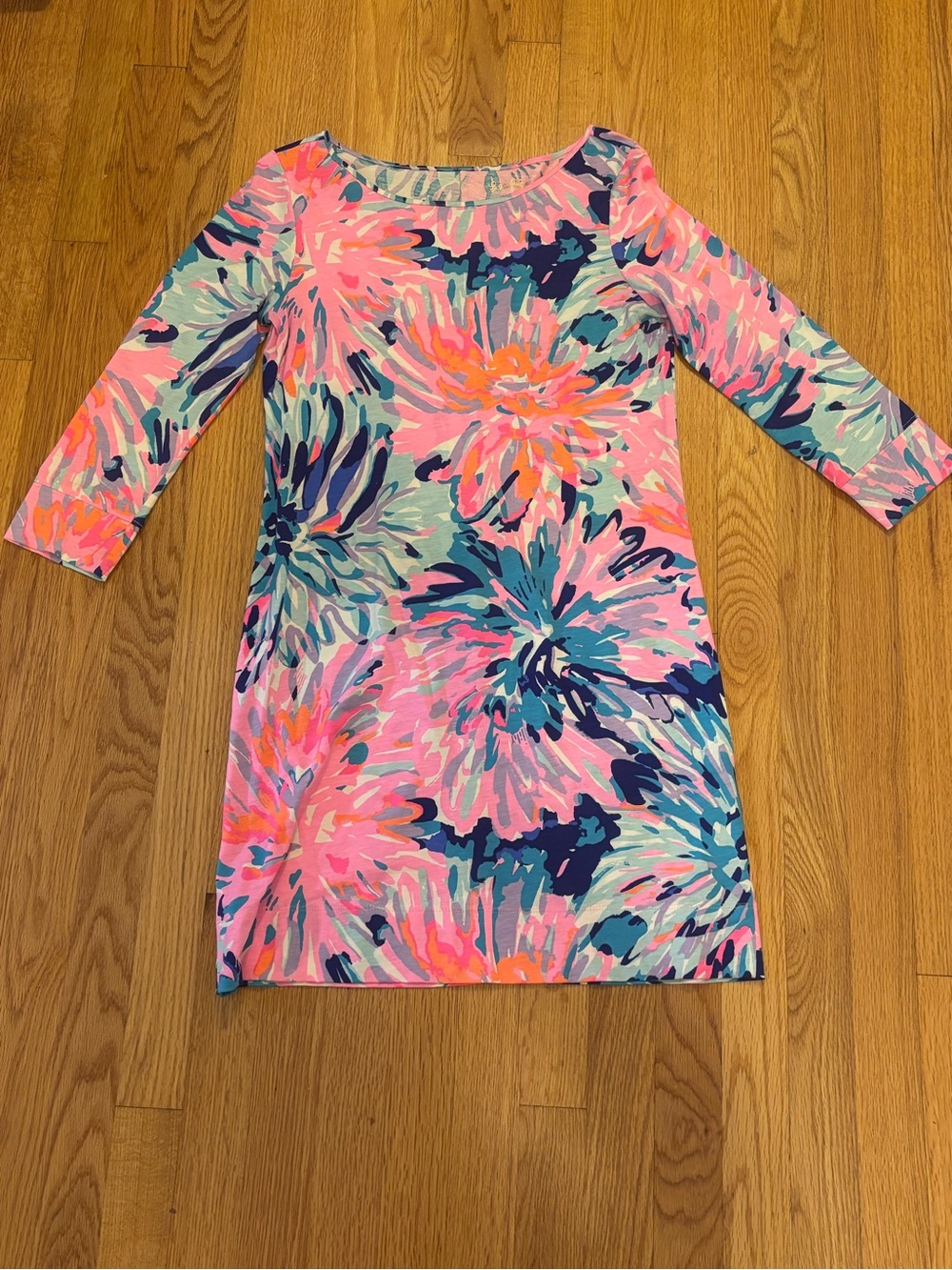 EUC Lilly Pulitzer Pink, Navy & Turquoise Floral Mini Dress